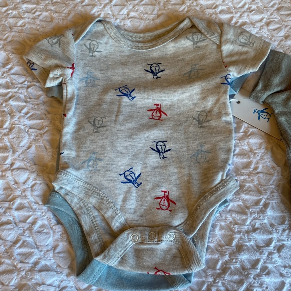 Original Penguin set of 3 Onsies size 0-3 months NWT